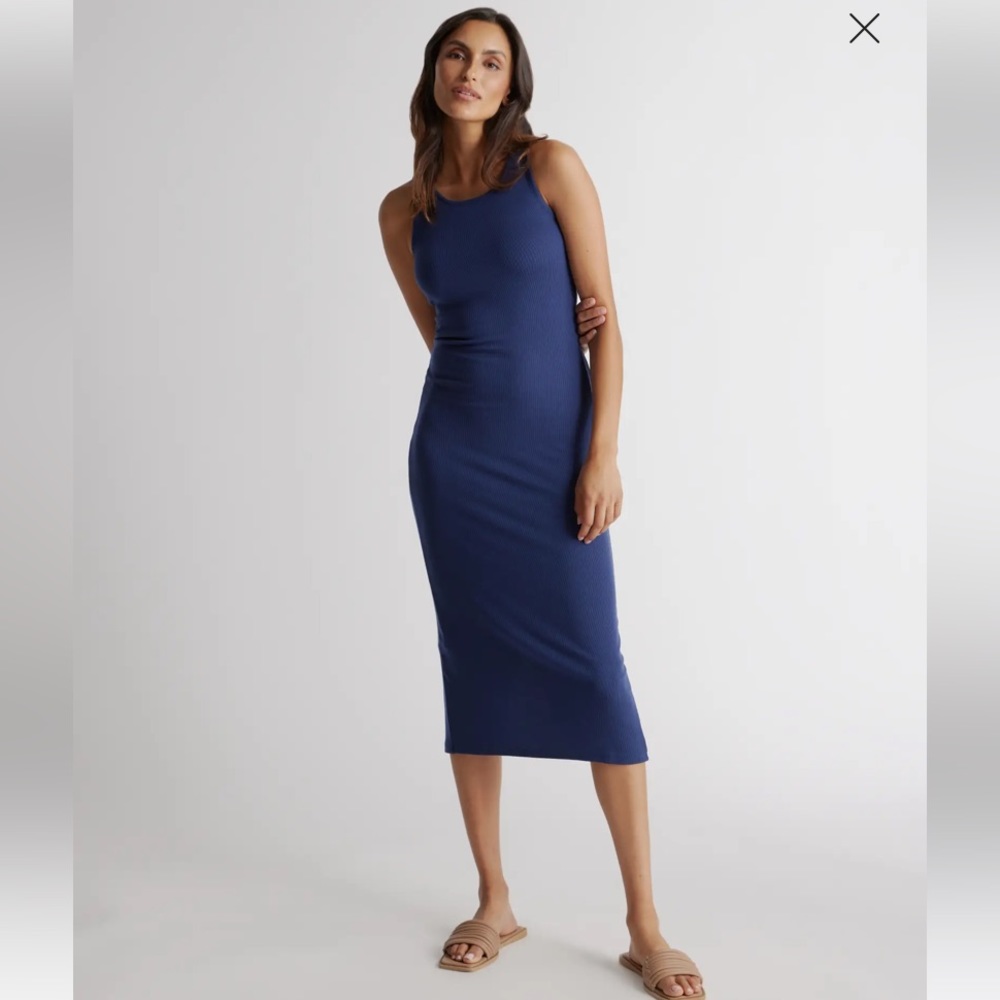 Quince tencel knit Sleeveless Dress Blue Medium NWT